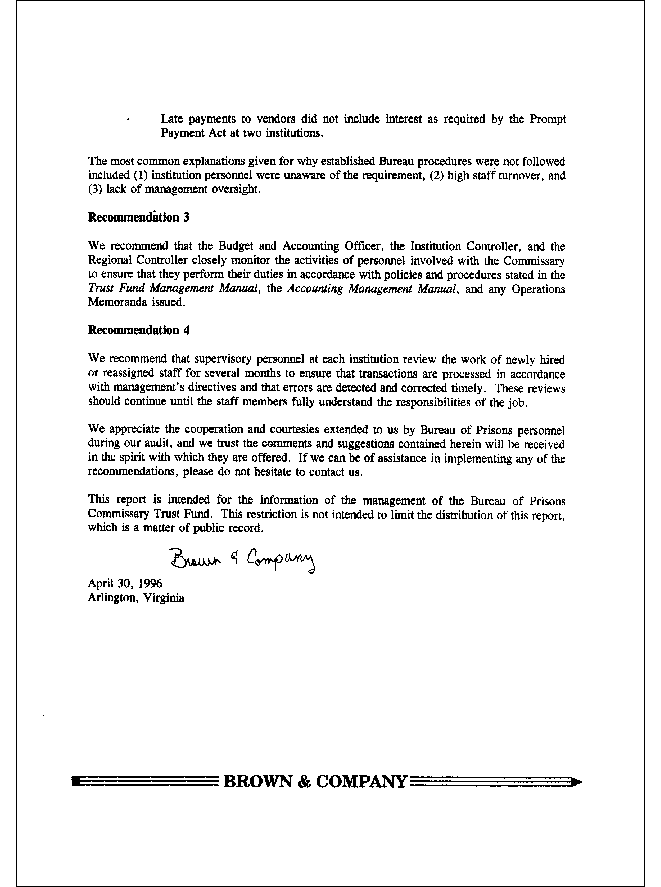 Report to Management