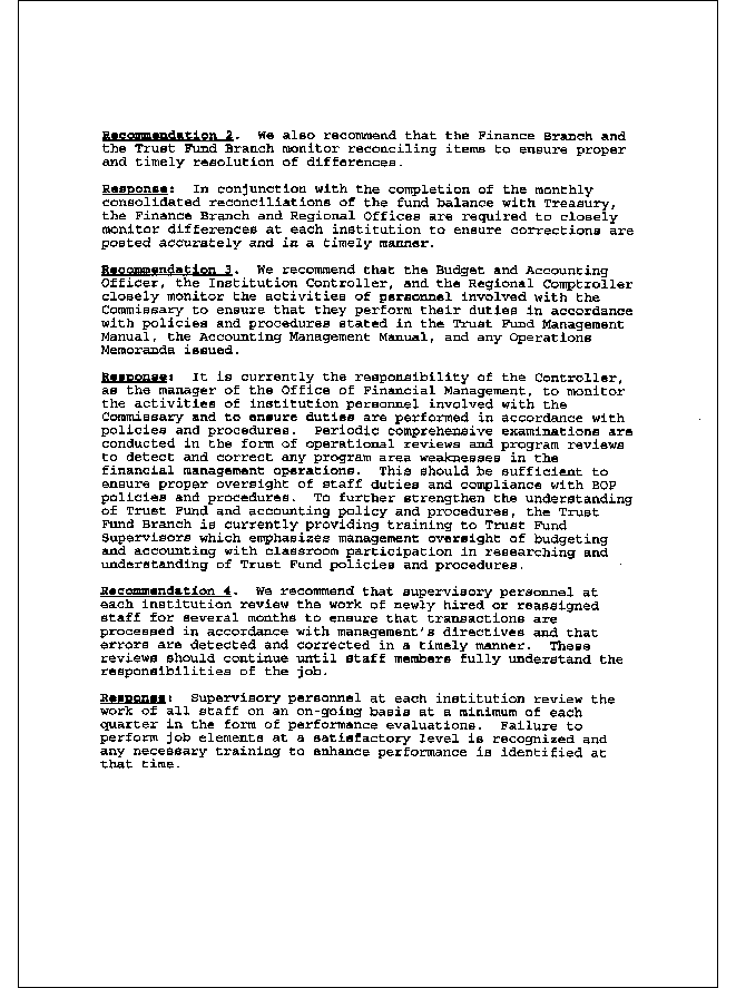 Bureau of Prisons Response