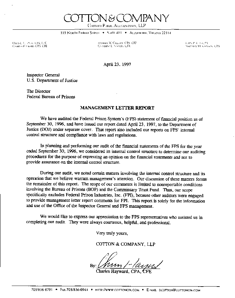 Management Letter Report