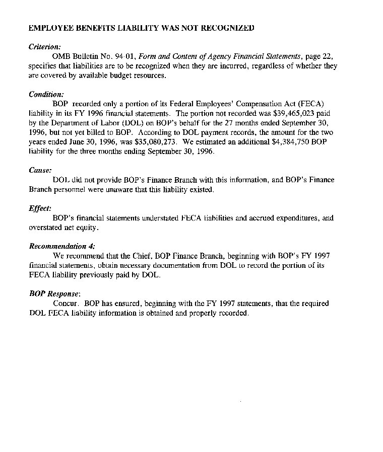 Employee benefits liability was not recognized
