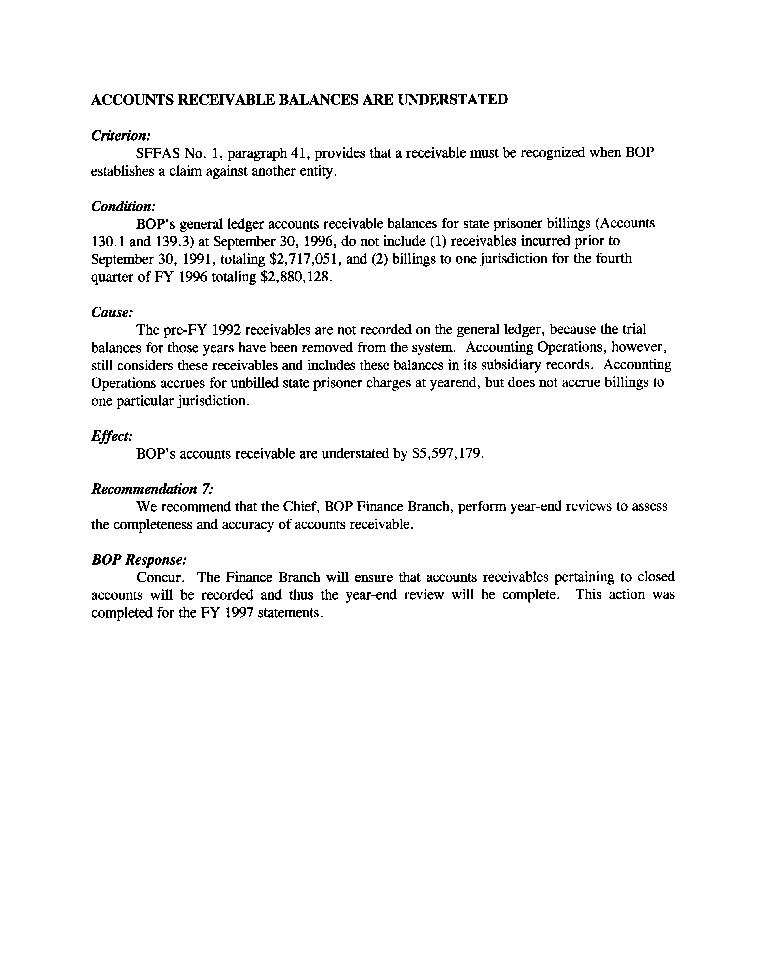 Accounts receivable balances are understated