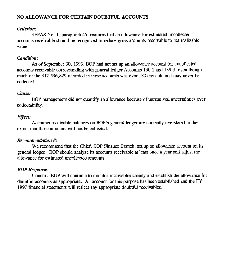 No allowance for certain doubtful accounts