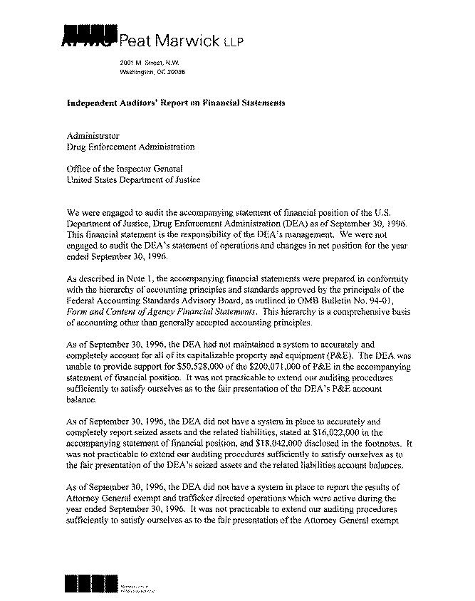 Independent Auditor's Report on Financial Statements