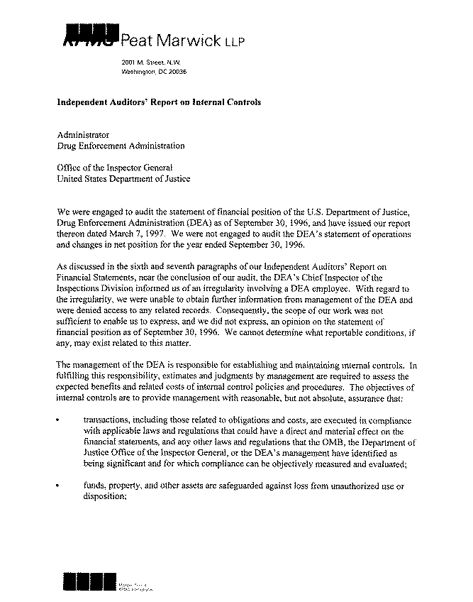 Independent Auditor's Report on Internal Controls