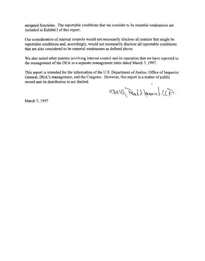 Independent Auditor's Report on Internal Controls