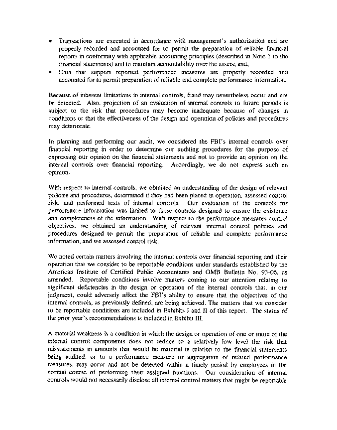 Independent Auditors' Report on Internal Control over Financial Reporting (continued)