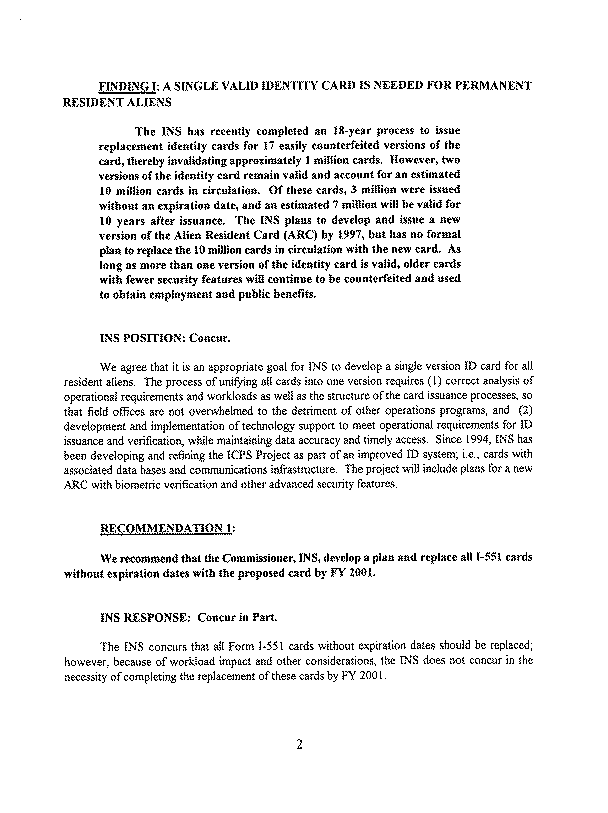 INS Response to Draft Report