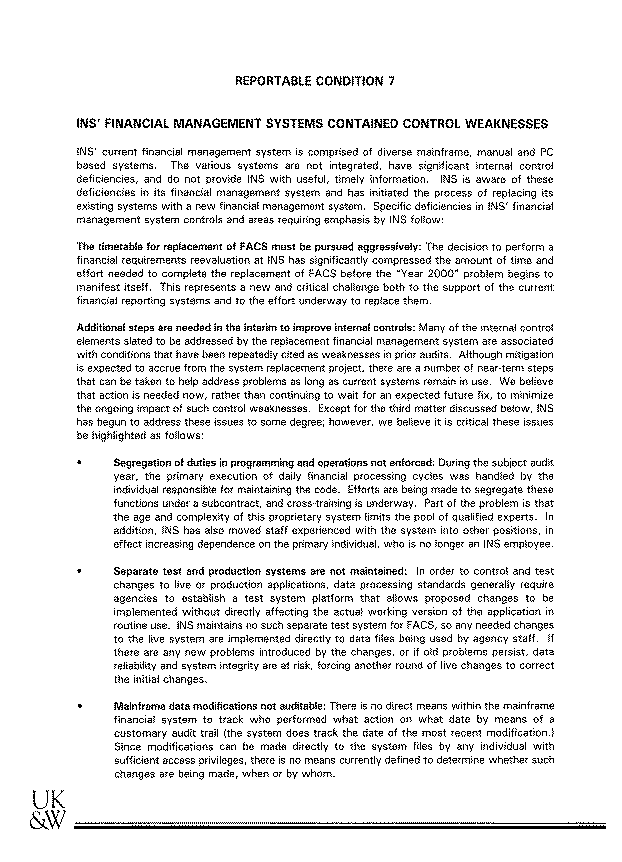 Independent Auditor's Report on Internal Control Structure