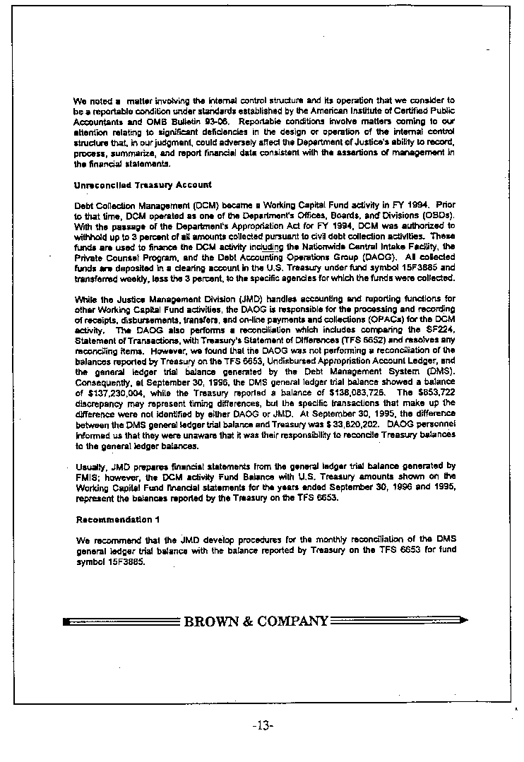 Independent Auditor's Report on Internal Control