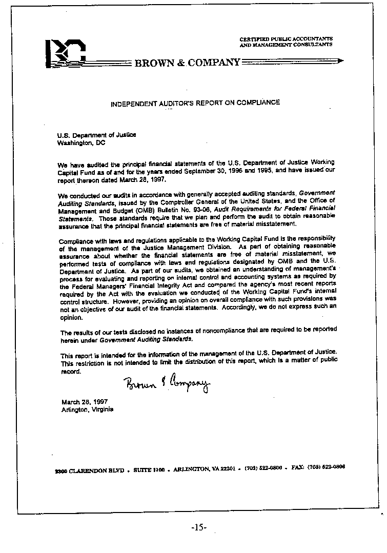 Independent Auditor's Report on Compliance