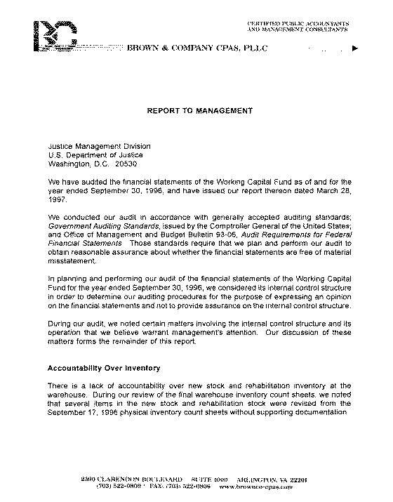 Report to Management