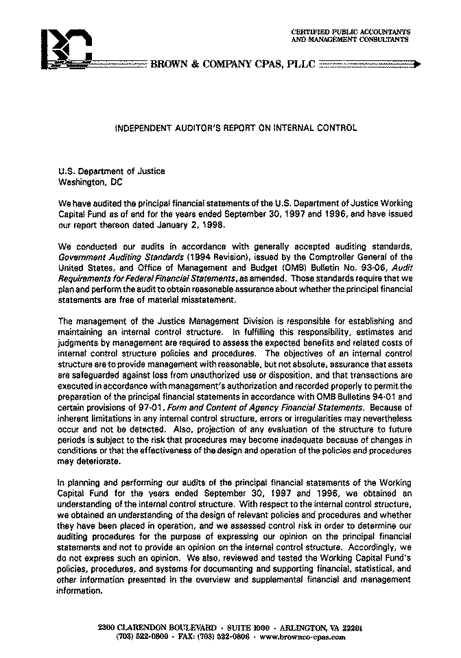 Independent Auditor's Report on Internal Control