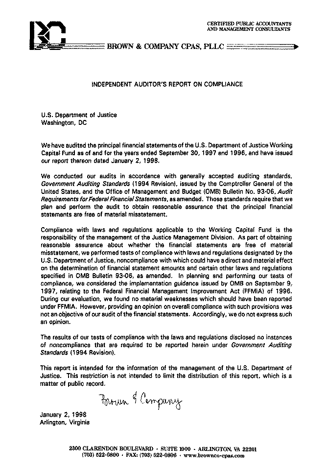 Independent Auditor's Report on Compliance